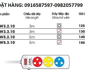 o cam lioa 3snw3.2.10-3snw3.3.10-3snw5.2.10-3snw5.3.10 cong suat 10A, o cam lioa cong suat 2200w, o cam lioa 3 o 3 chau thong dung