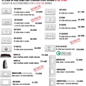 bảng báo ổ cắm- phụ kiện e18-e18s